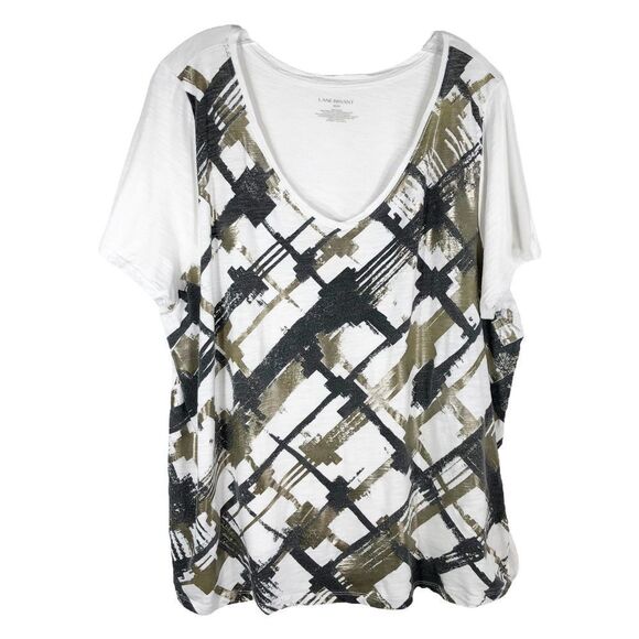 Lane Bryant Plus Size‎ 18 20 Tee Shirt Gold Black White Short Sleeve Top 345 - Picture 1 of 5
